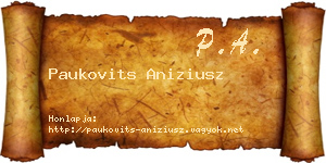 Paukovits Aniziusz névjegykártya